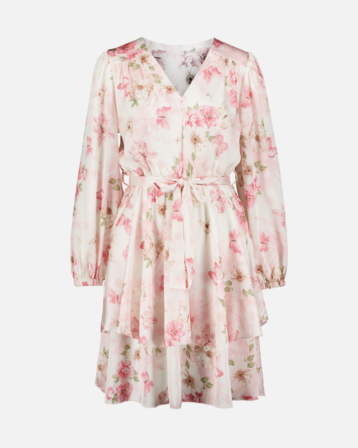 FLOYD Kjole Celest Butterfly - Offwhite/ Light Pink