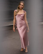 FLOYD Maxikjole Aileen Heavy Satin - Rose Petal