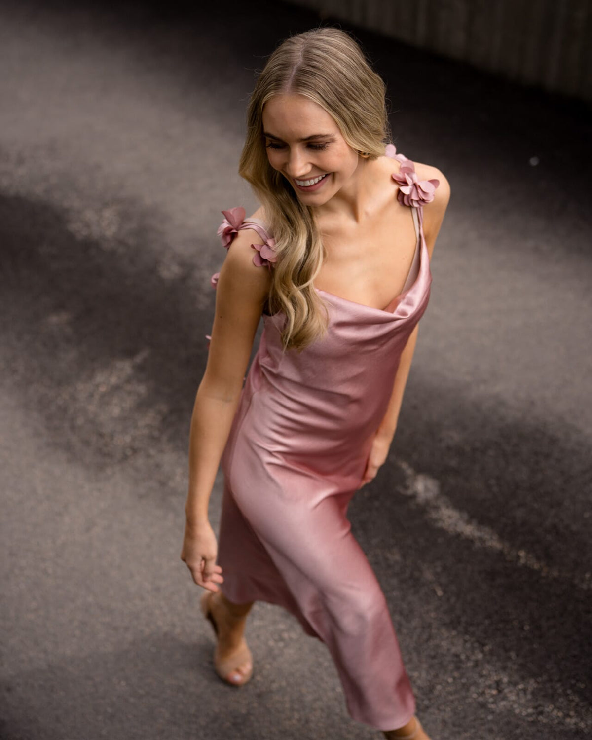 FLOYD Maxikjole Aileen Heavy Satin - Rose Petal