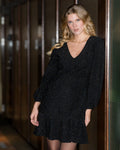 FLOYD Kjole Cissy V LS Glitter - Black