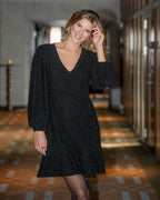 FLOYD Kjole Cissy V LS Glitter - Black