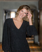 FLOYD Kjole Cissy V LS Glitter - Black