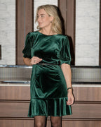 FLOYD Kjole Cissy Velvet - Dark Green