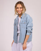 FLOYD Skjortejakke Dea Stripe - Blue/ White