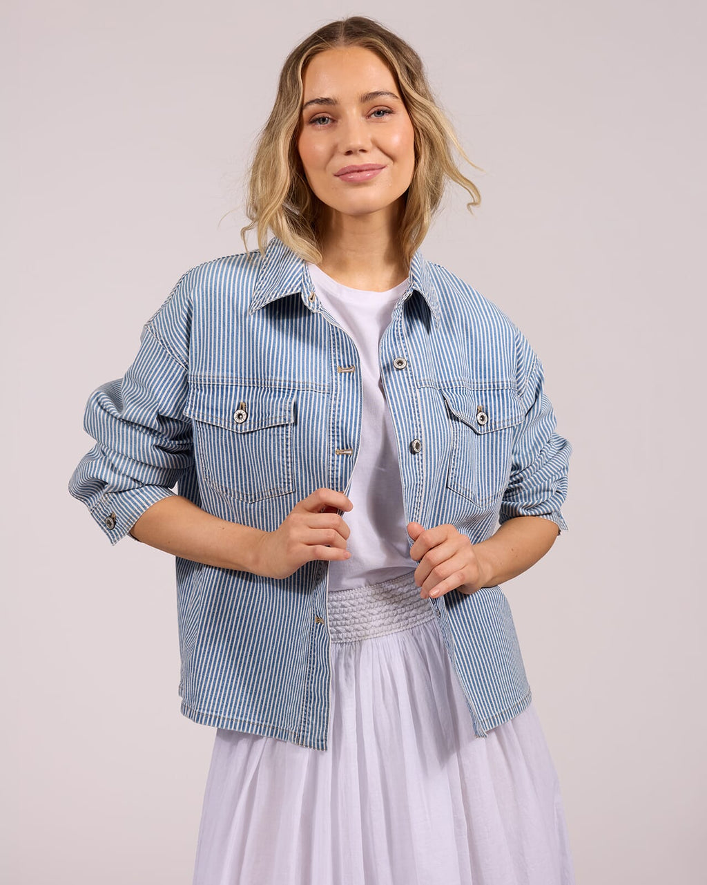 FLOYD Skjortejakke Dea Stripe - Blue/ White