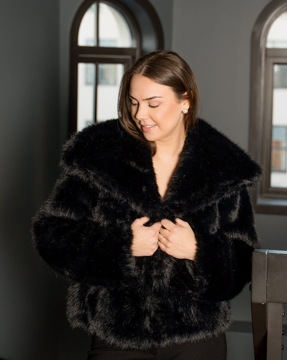 FLOYD Jakke Veronica Faux Fur - Black