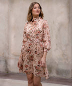 FLOYD Kjole Falina Flores - Beige