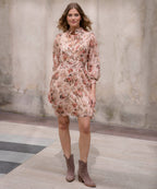 FLOYD Kjole Falina Flores - Beige