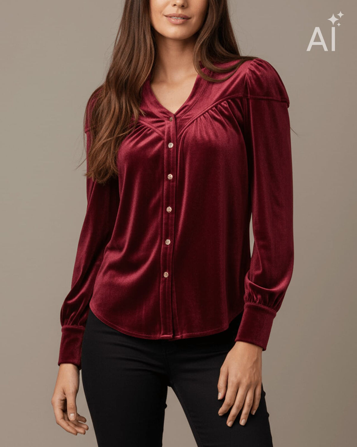 FLOYD Bluse Olivia Velvet - Bordeaux