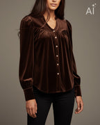 FLOYD Bluse Olivia Velvet - Chocolate