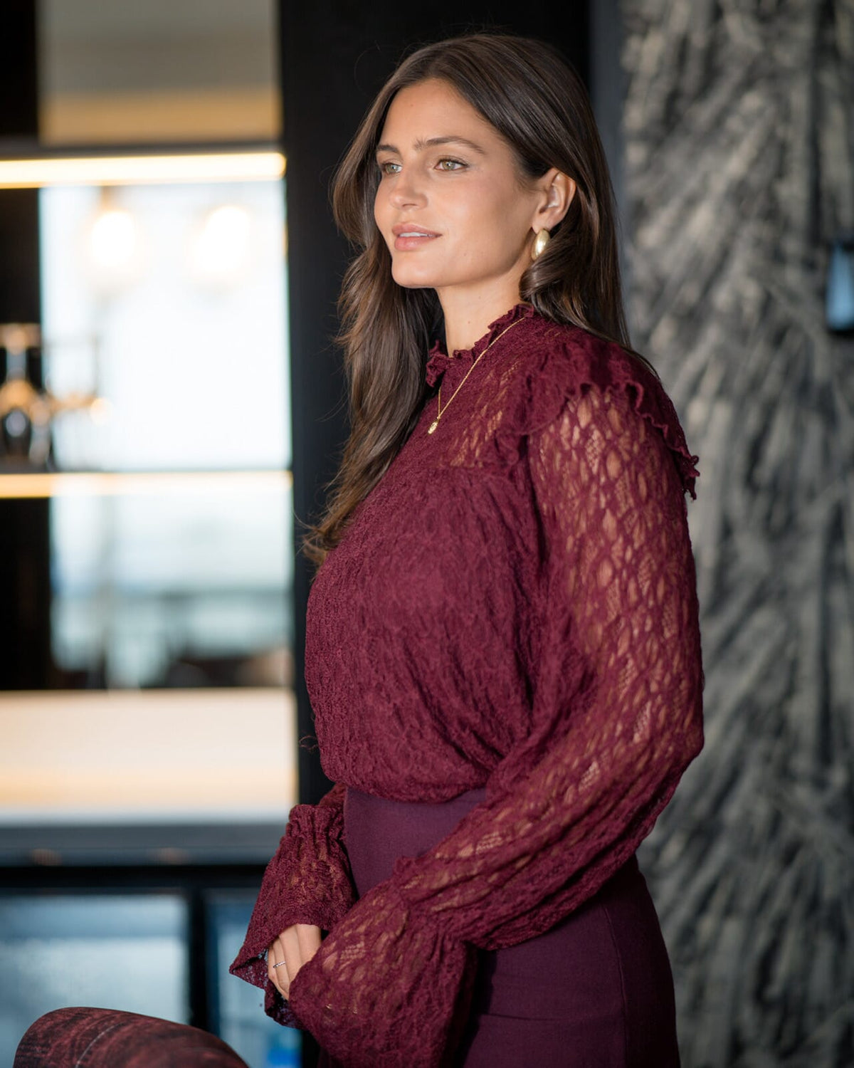 FLOYD Bluse Lene Lacy - Bordeaux