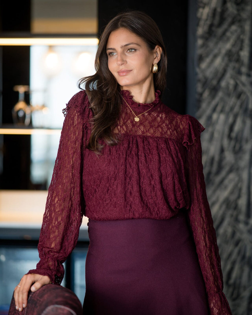 FLOYD Bluse Lene Lacy - Bordeaux