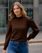 FLOYD Bluse Juliet Structur - Brown