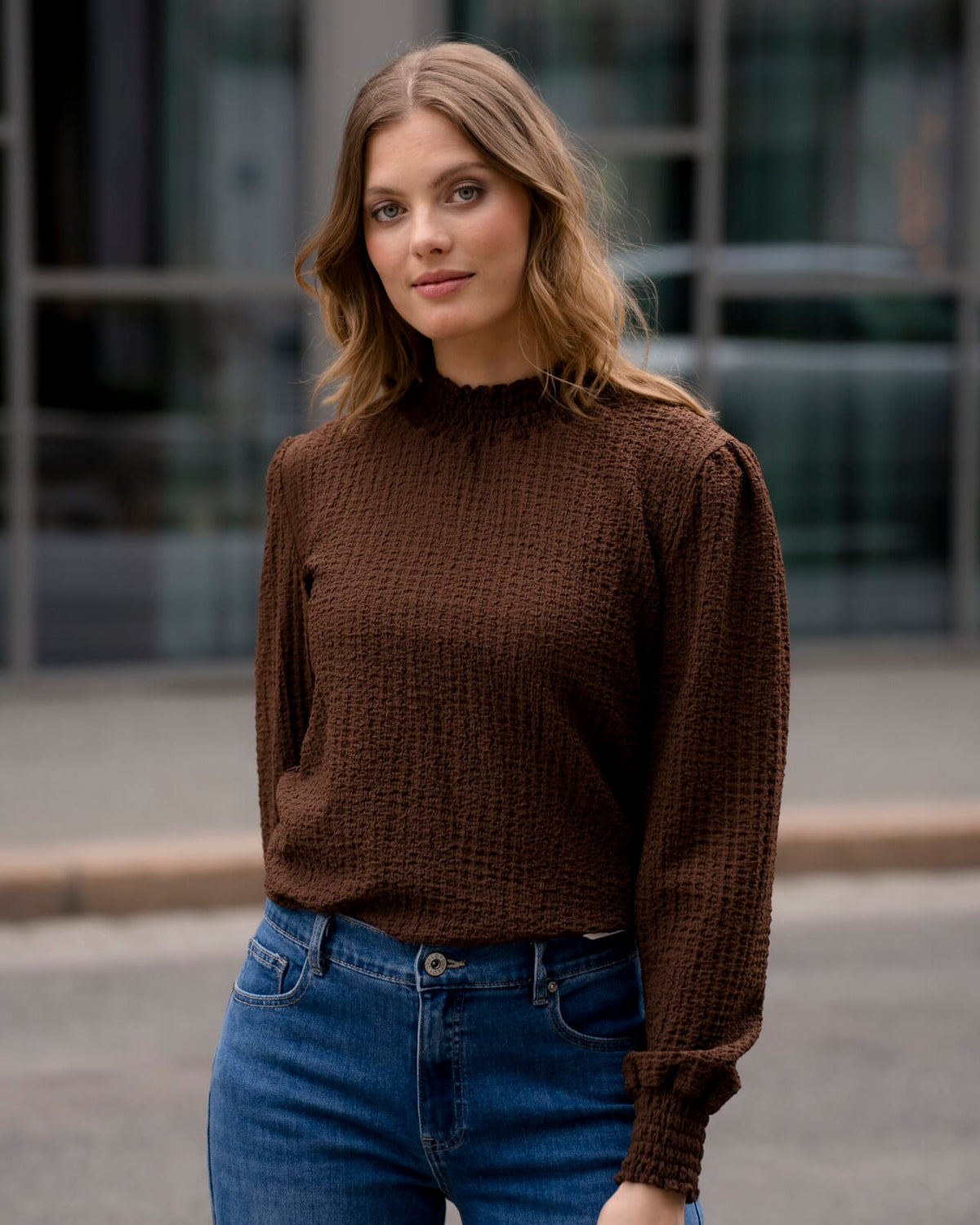 FLOYD Bluse Juliet Structur - Brown