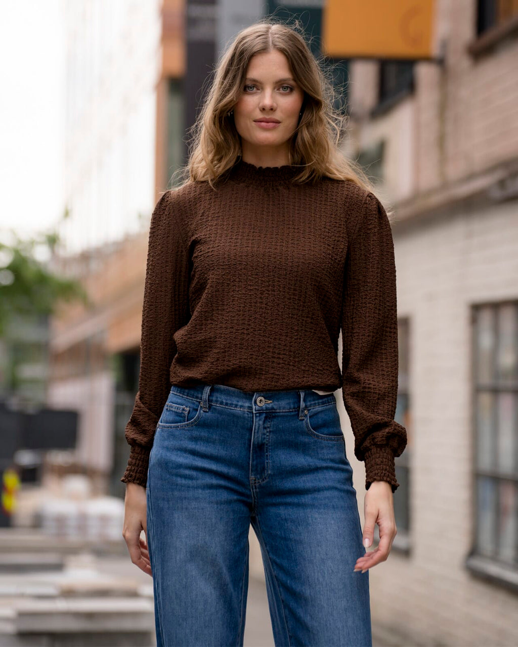 FLOYD Bluse Juliet Structur - Brown