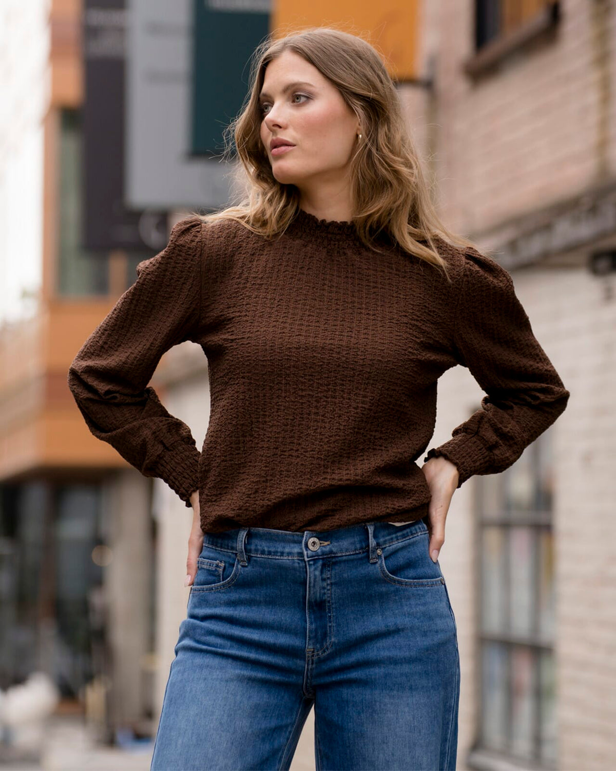FLOYD Bluse Juliet Structur - Brown