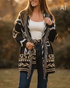 FLOYD Cardigan Tahina - Black/ Beige/ Offwhite