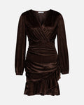 FLOYD Kjole Alyssa Shiny Velvet - Chocolate