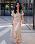 FLOYD Maxikjole Liane V Alba - Offwhite/ Light Pink/ Light Green