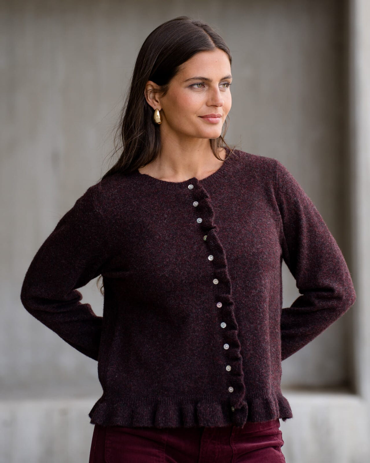 FLOYD Strikket Cardigan Carine Strikkejakke - Deep Cherry