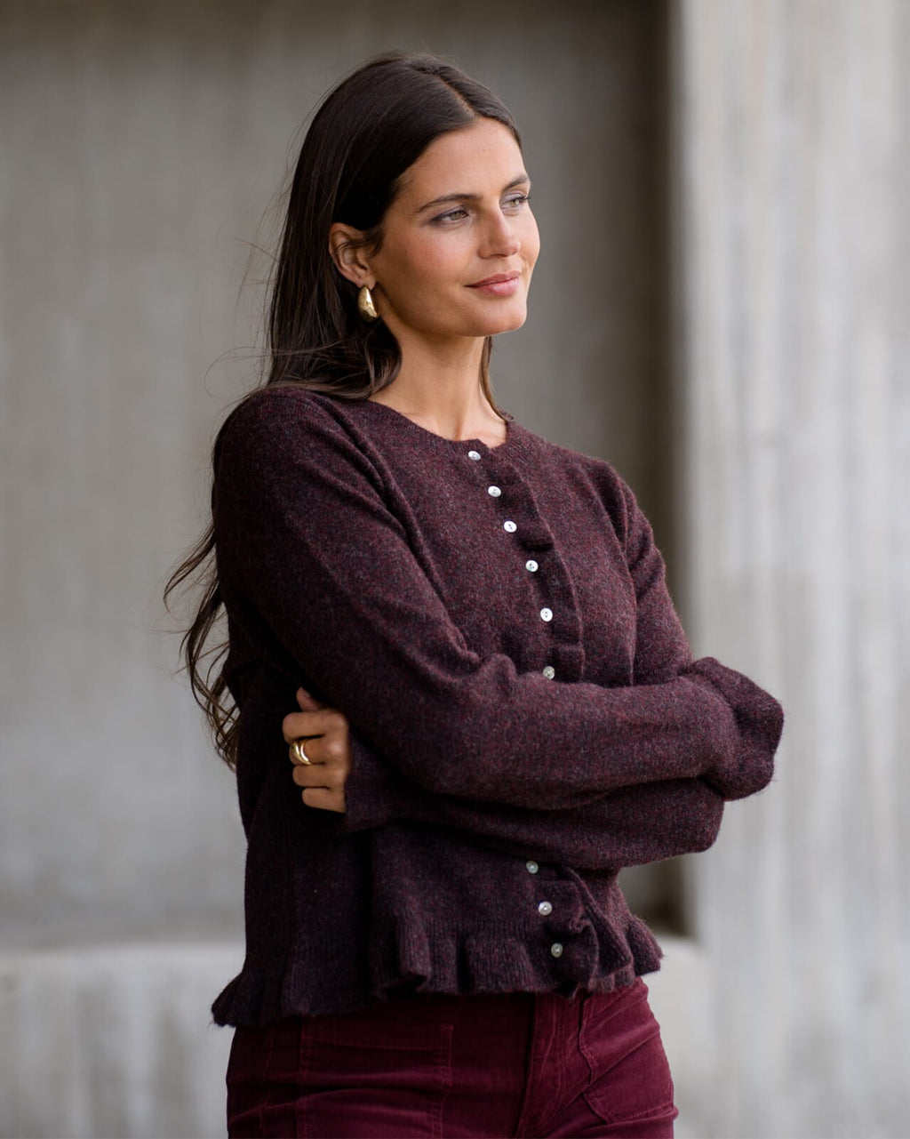FLOYD Strikket Cardigan Carine Strikkejakke - Deep Cherry