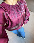 FLOYD Bluse Hannah Satin - Deep Cherry