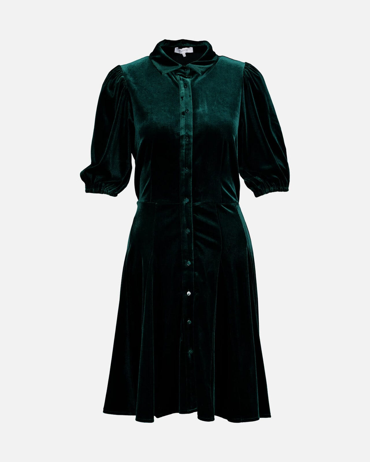 FLOYD Skjortekjole Lavina Velvet - Dark Green