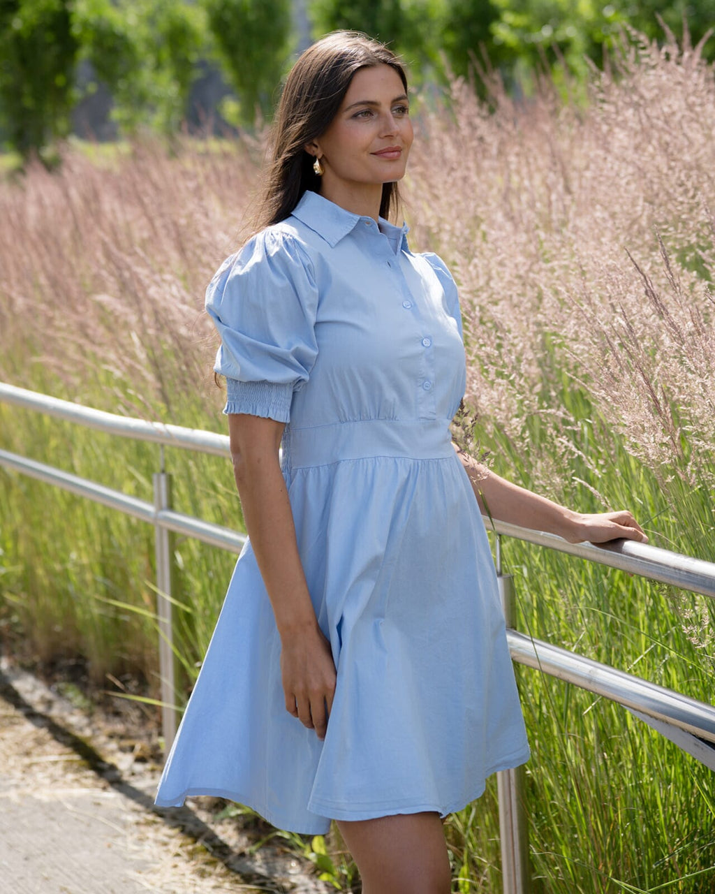 FLOYD Kjole Falina S/S - Light Blue