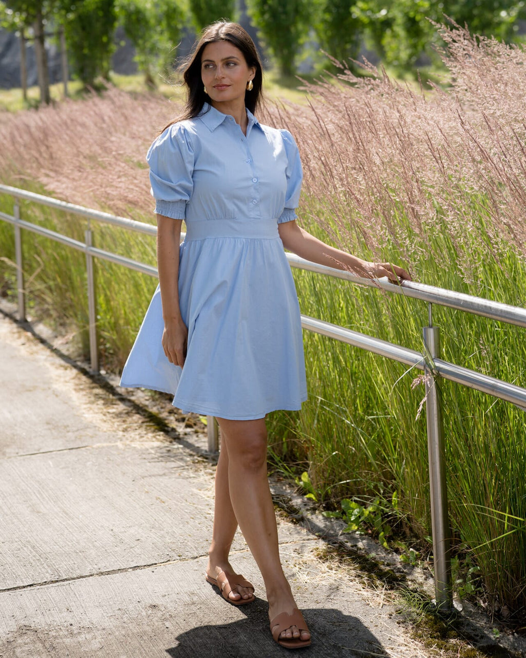 FLOYD Kjole Falina S/S - Light Blue