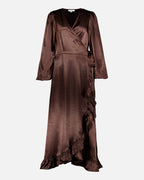 FLOYD Omslagskjole Lula Heavy Satin - Chocolate