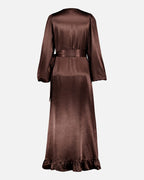 FLOYD Omslagskjole Lula Heavy Satin - Chocolate