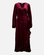 FLOYD Omslagskjole Lula Velvet - Bordeaux
