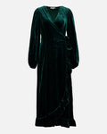 FLOYD Omslagskjole Lula Velvet - Dark Green