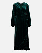 FLOYD Omslagskjole Lula Velvet - Dark Green