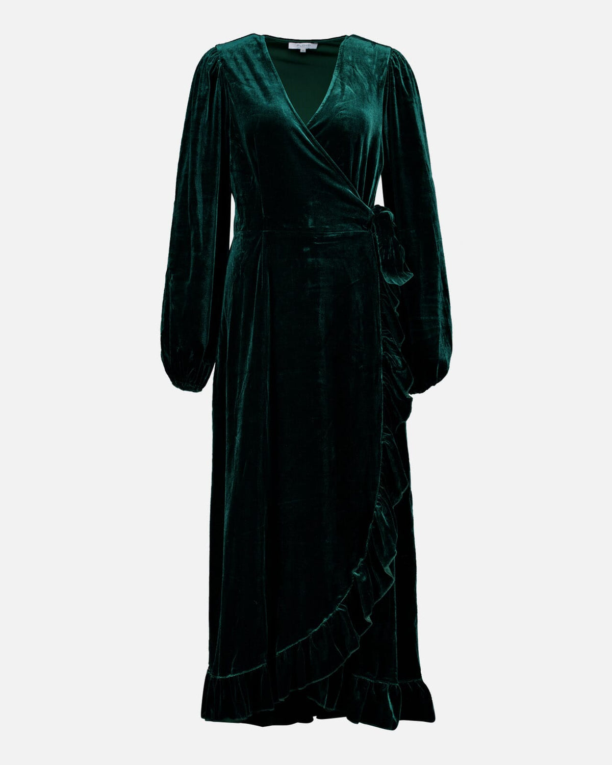 FLOYD Omslagskjole Lula Velvet - Dark Green