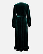 FLOYD Omslagskjole Lula Velvet - Dark Green