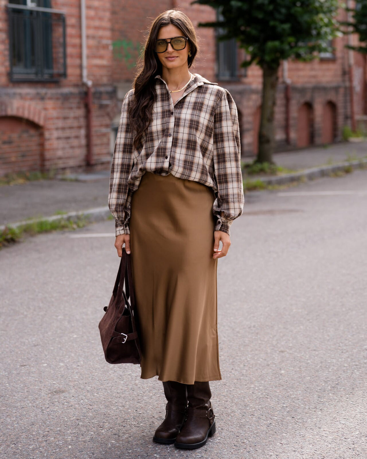 FLOYD Skjorte Felis Flanell - Beige/ Brown