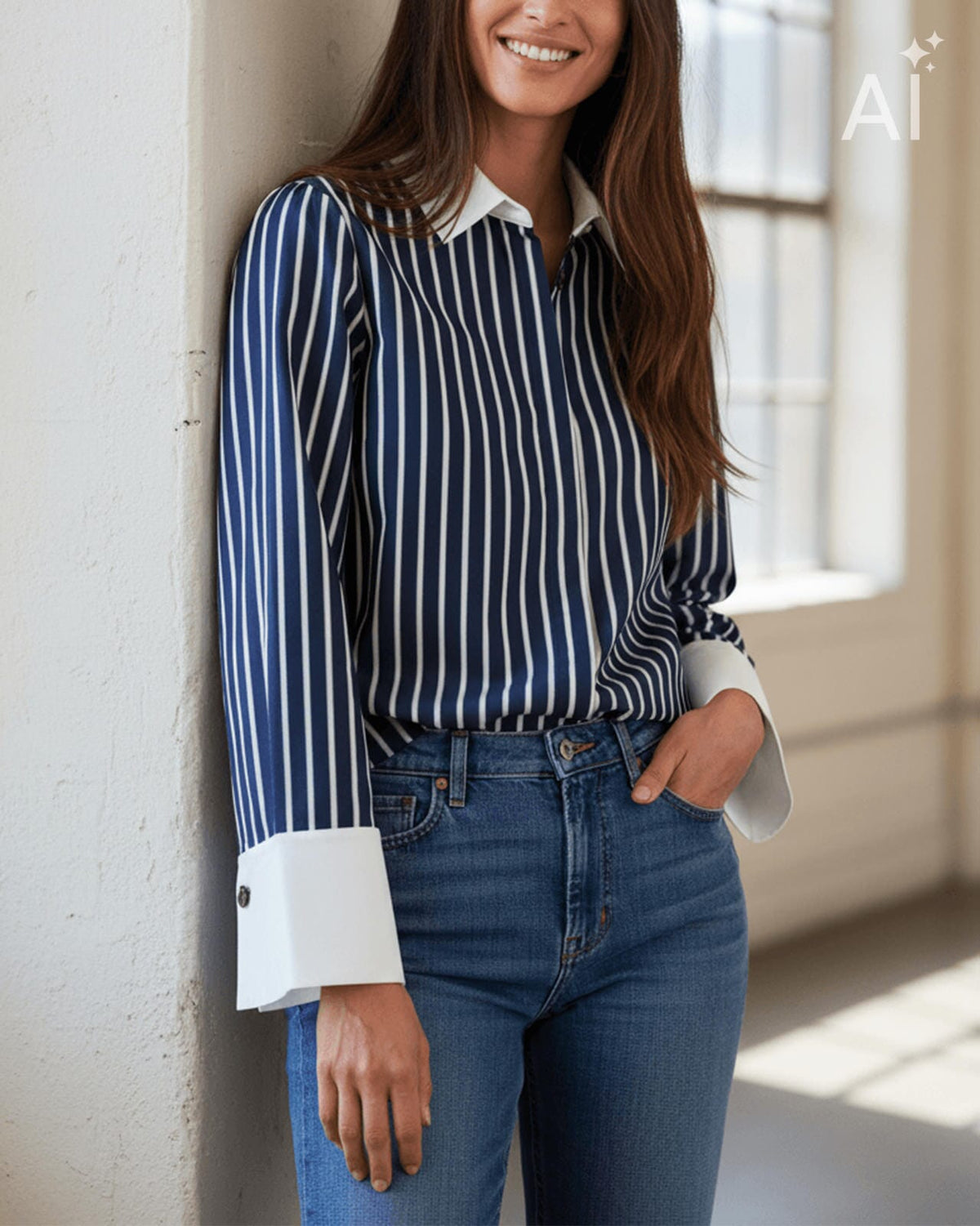 FLOYD Skjorte Nemine Stripe - Navy