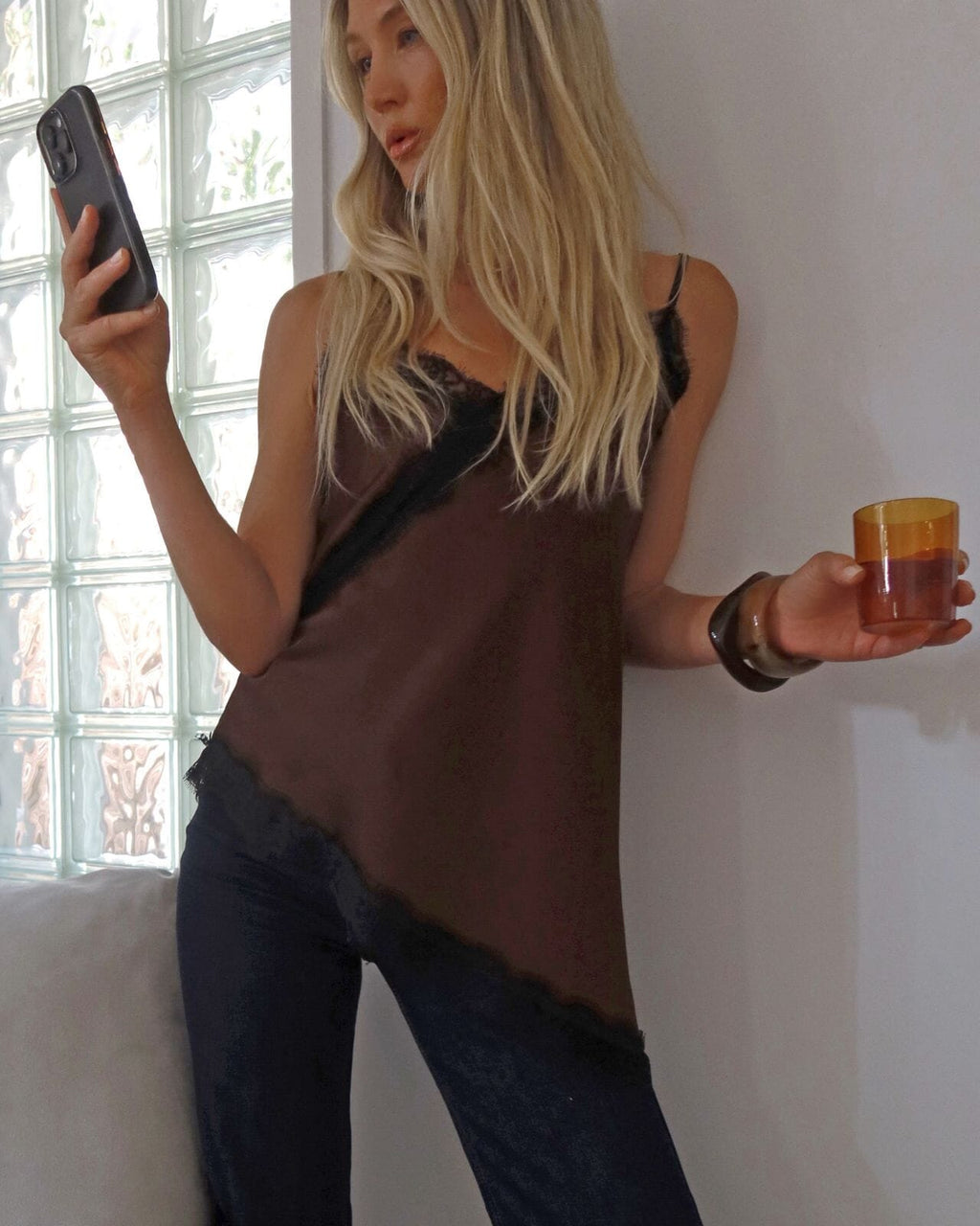 FLOYD Singlet Carmen Satin - Brown