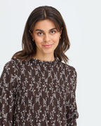Fransa Midikjole Merle DR4 - Flower Drop/ Hot Fudge