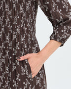 Fransa Midikjole Merle DR4 - Flower Drop/ Hot Fudge