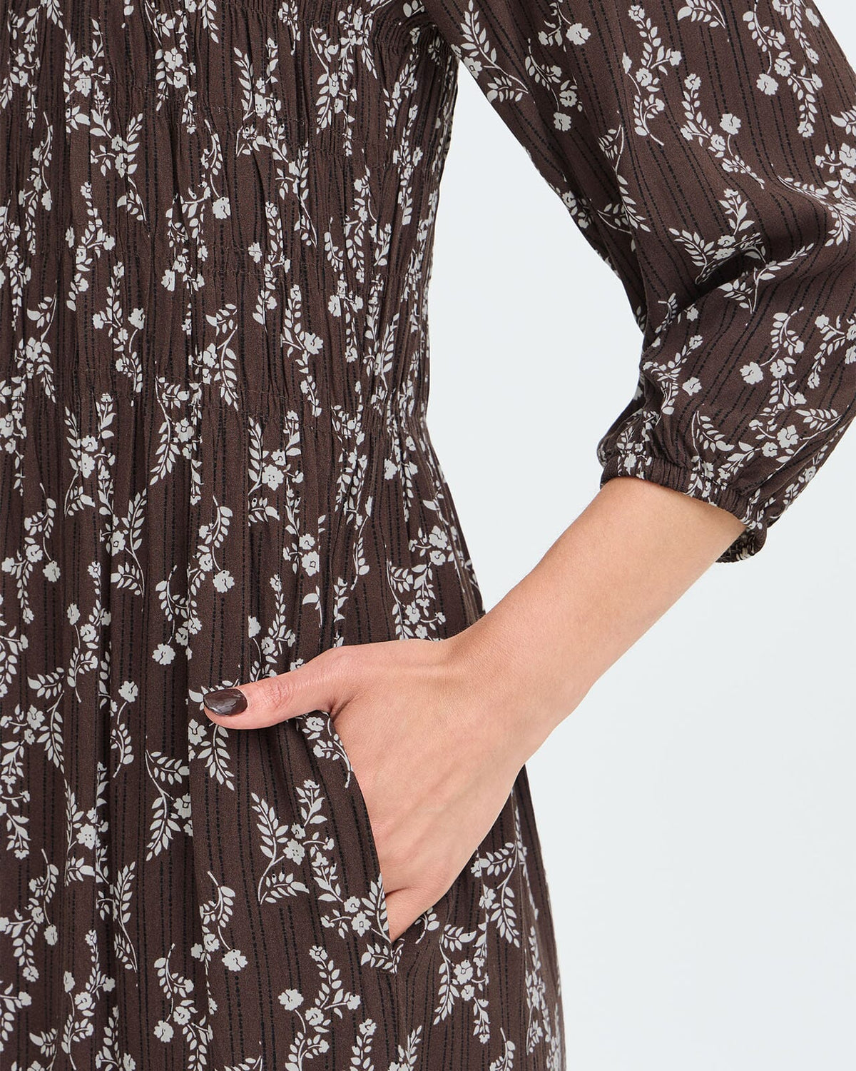 Fransa Midikjole Merle DR4 - Flower Drop/ Hot Fudge