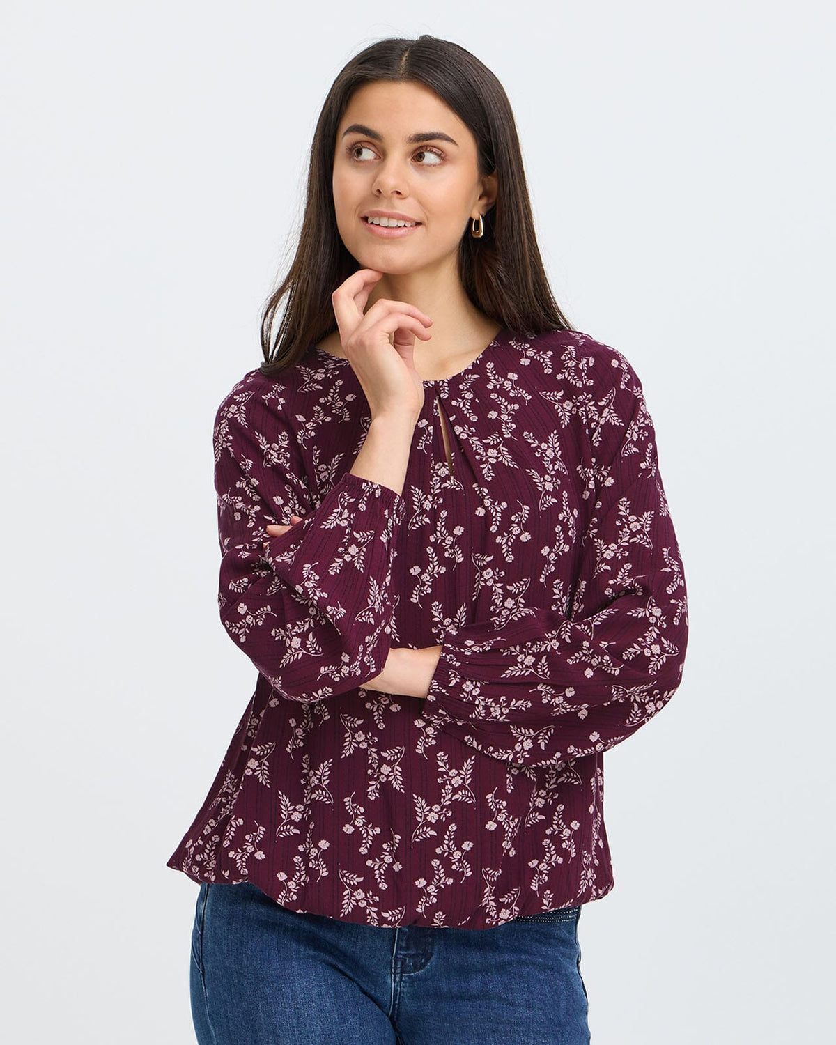 Fransa Bluse Merle BL 5 - Flower Drop/ Port Royale