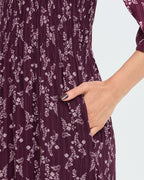 Fransa Midikjole Merle DR4 - Flower Drop/ Port Royale