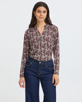 FRANSA Bluse Seen Tee - Entanglesmall Brown/ Port R.