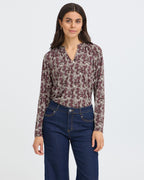 FRANSA Bluse Seen Tee - Entanglesmall Brown/ Port R.