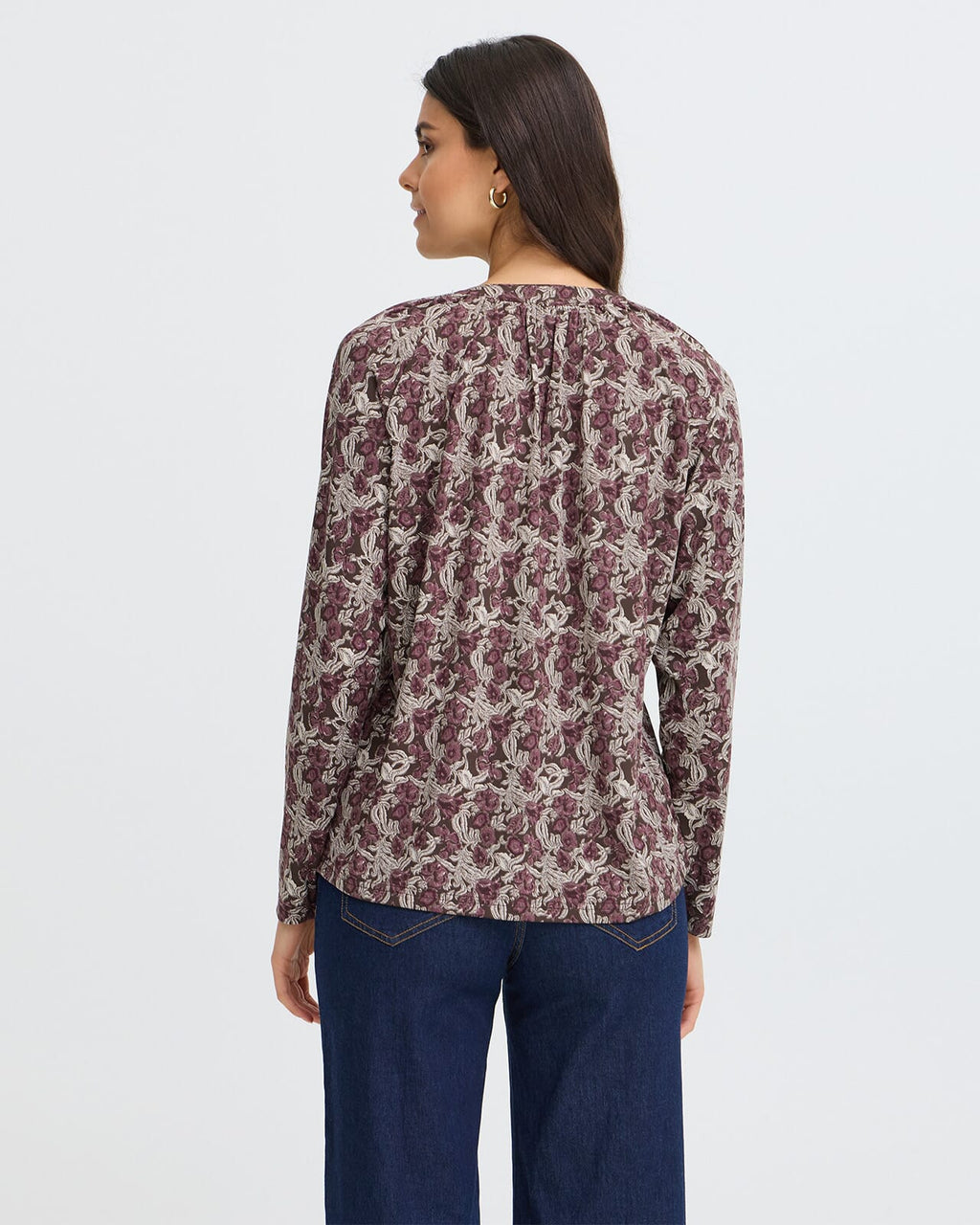 FRANSA Bluse Seen Tee - Entanglesmall Brown/ Port R.