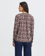 FRANSA Bluse Seen Tee - Entanglesmall Brown/ Port R.