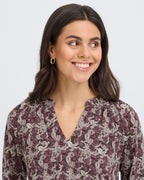 FRANSA Bluse Seen Tee - Entanglesmall Brown/ Port R.