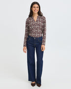 FRANSA Bluse Seen Tee - Entanglesmall Brown/ Port R.